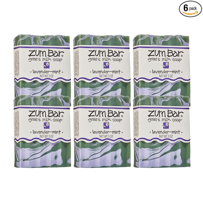 Zum Indigo Wild Goat's Milk Soap Bar - Bar Soap for Hands & Body Made with Essential Oils - 3 oz - Lavender-Mint (6 Pack)