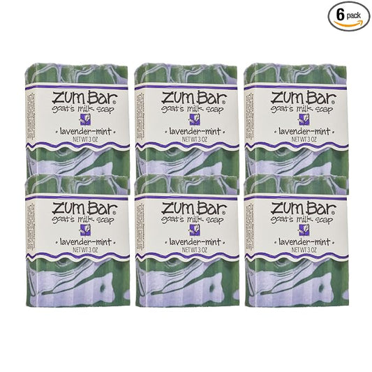 Zum Indigo Wild Goat's Milk Soap Bar - Bar Soap for Hands & Body Made with Essential Oils - 3 oz - Lavender-Mint (6 Pack)