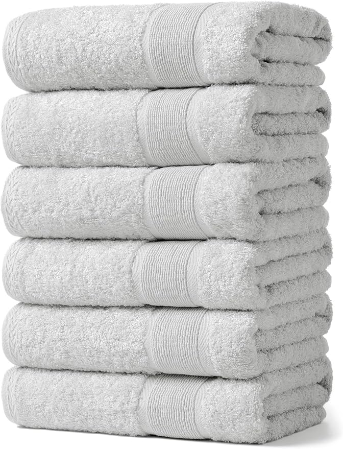 Aibaser Hand Towels-16x30inch - Lightweight and Highly Absorbent Hand Towels for Bathroom, Travel, Gym, Shower and Spa (Light Grey)