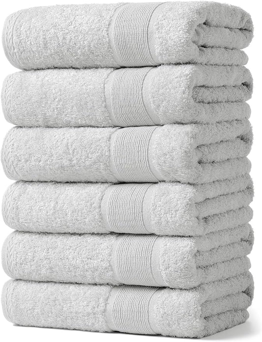 Aibaser Hand Towels-16x30inch - Lightweight and Highly Absorbent Hand Towels for Bathroom, Travel, Gym, Shower and Spa (Light Grey)