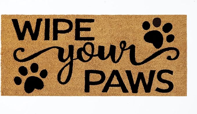 Croft&Cane Wipe Your Paws Welcome Doormat – Extra Wide 17x39 Inch Non Slip Natural Coco Coir Door Mat – Dirt Trapping Indoor Outdoor Large Entryway Rug for Wide Doorways Patio Porch High Traffic Areas