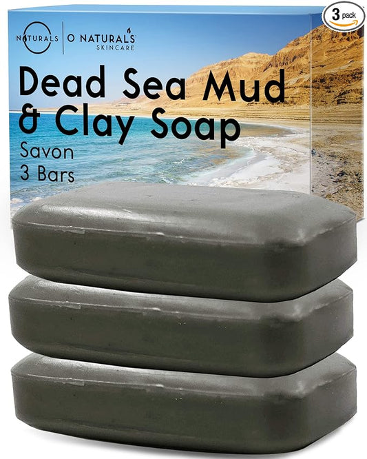 O NATURALS 3-Pack Organic Soap Bar 4oz each Set - 100% Vegan Cold Process Body Wash Scented Premium Essential Handmade Soap - Natural Soaps for Men Women, Face, Body - Dead Sea Mud and Clay