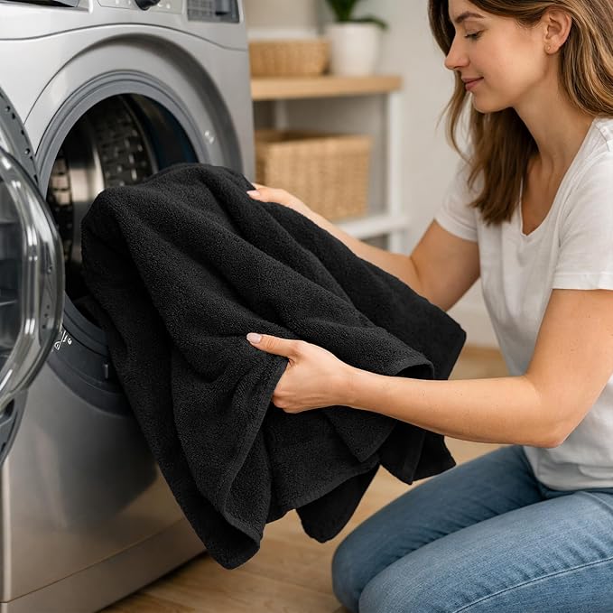 RIVERSIDE Pack of 1 Jumbo Bath Sheet 40 x 80 Inches - Extra Large Bath Towel, Super Soft & Highly Absorbent, 100% Cotton Quick Dry, Perfect to Wrap Yourself in - Black