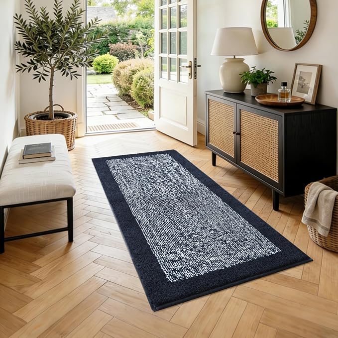 48x24 Long Bathroom Rugs Washable Non Slip, Dark Blue Bath Mat for Bathroom Floor Tub, Soft Absorbent Quick Dry Mats for Shower,Bathtub,Home Decor