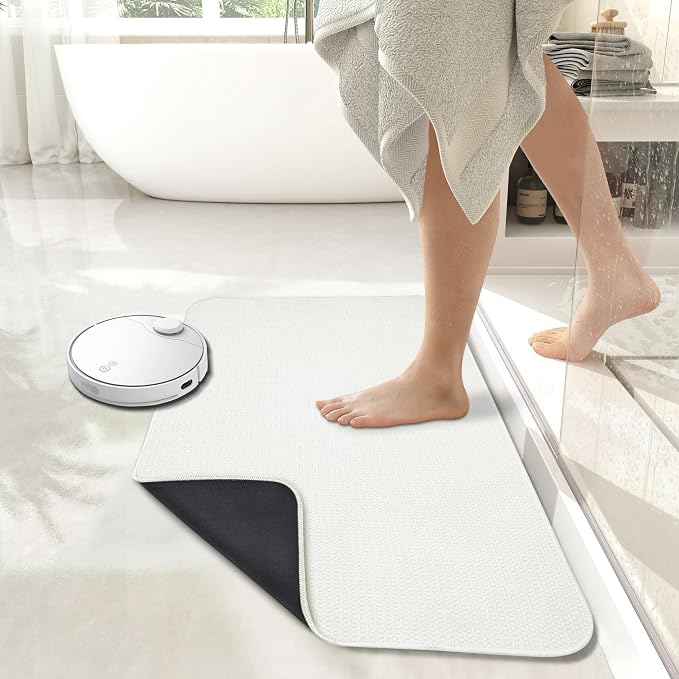 Bath Mat,Ultra Thin Bathroom Rugs,Rubber Bath Mats for Bathroom,No Slip Bath Rugs,Quick Dry,Machine Washable,Low Pile,Absorbent,Shower Outside,Sink,Home Decor Accessories.Cream,1'5"x2'3"(2 Pack)