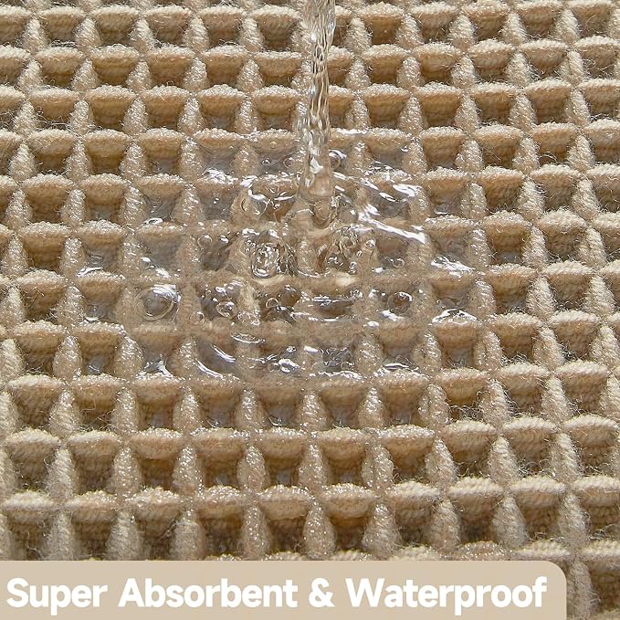 TYUU Waffle Runner Rug Bathroom, Long Boho Bathroom Rugs Non Slip Washable Super Absorbent Quick Dry Farmhouse Bath Mat, 72"x24" Khaki