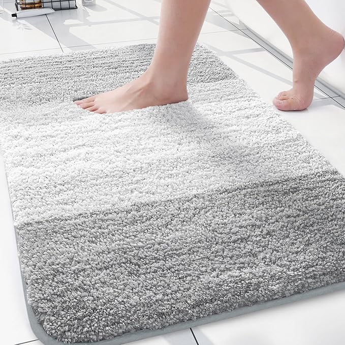 Arotive Microfiber Bathroom Rugs, Shaggy Soft and Absorbent Bath Rug, Thick Plush Machine Washable Dry Bath Mats for Bathroom, Tub and Shower, 30x20, Light Grey, Rectangular