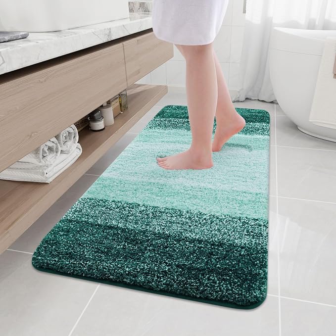 Arotive Microfiber Bathroom Rugs, Shaggy Soft and Absorbent Bath Rug, Thick Plush Machine Washable Dry Bath Mats for Bathroom, Tub and Shower, 54x24, Dark Green, Rectangular