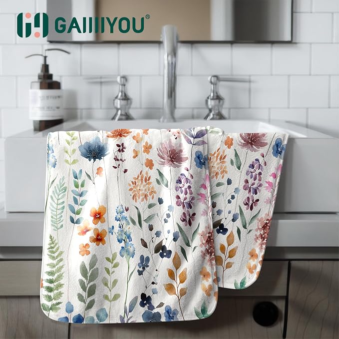 Colorful Wild Flowers Hand Towels High Absorbent Microfiber Kitchen Towel for Home Decor