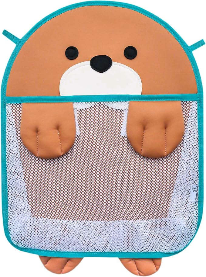 Copper Pearl Oceana Extra-Large Mesh Bath Toy Holder with Suction Cups: Quick-Dry Bath Toy Storage Net for Bathtub, Wally