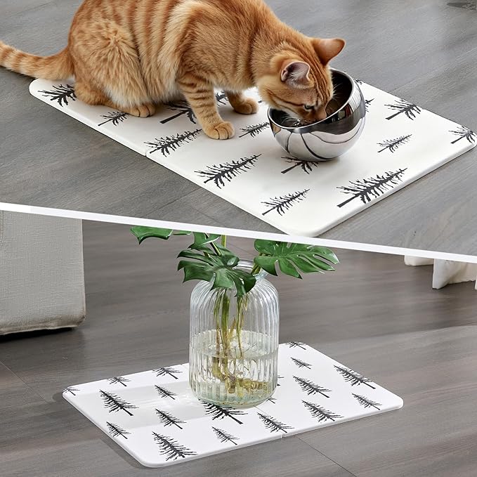 Black Stone Bath Mat - 24x16 Inch, Fast Absorbent Large Black and White Tree Stone Bath Mats for Bathroom Decor Quick Dry Non-Slip Shower & Bathtub & Drying Mat