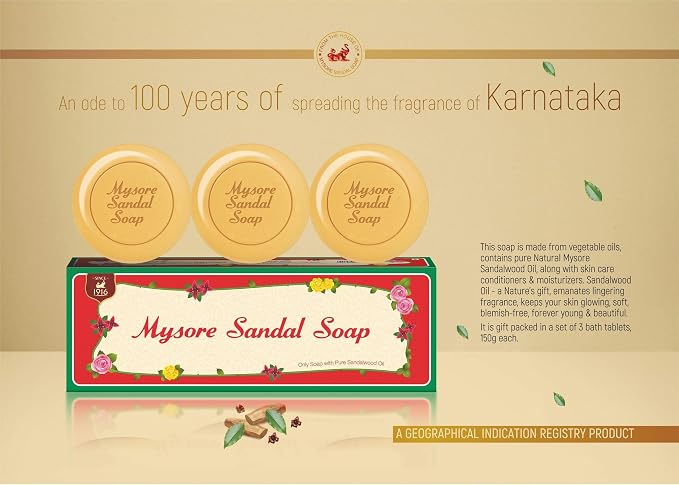 Mysore Sandal Soap, 150g (Pack of 3)