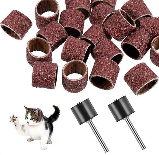 Nail Grinder for Dogs Replacement Kit, 42 Pack Pet Nail Grinder with Sanding Drum Bands Pet Smoother Claw Care Dog Nails Trimmer Tools (1/2 Inch, 80#/120#)