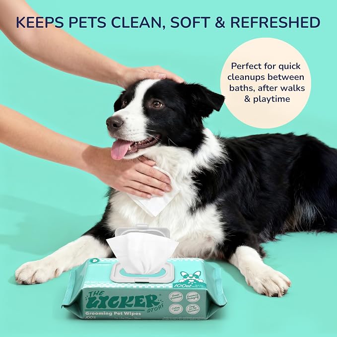 PWP1001A Biodegradable Dog Wipes for Grooming Paws and Body, Hypoallergenic Pet Wipes with Aloe Vera, Chamomile & Coconut Oil, Gentle Cleansing and Deodorizing, 100 Count