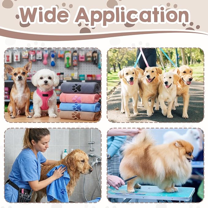 8Pcs Dog Towels for Drying Dogs Cats, Bulk Microfiber Quick Drying Pet Towels, Colorful Pet Grooming Absorbent Towel, Paw Bath Bathing Supplies for Medium Pets (16 x 31 Inch)