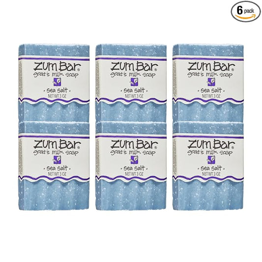 Zum Indigo Wild Goat's Milk Soap Bar - Bar Soap for Hands & Body Made with Essential Oils - 3 oz - Sea Salt (6 Pack)
