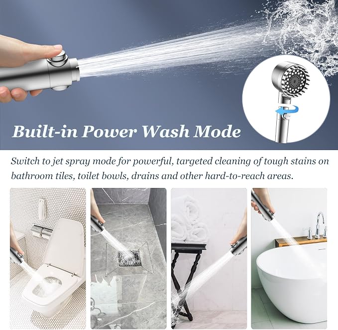 FEELSO Filtered Shower Head with Handheld, High Pressure 4 Spray Showerhead with Filters & Upgraded Anti-clog Nozzles for Hard Water -Remove Chlorine, Reduce Dry Itchy Skin -ON/OFF Switch