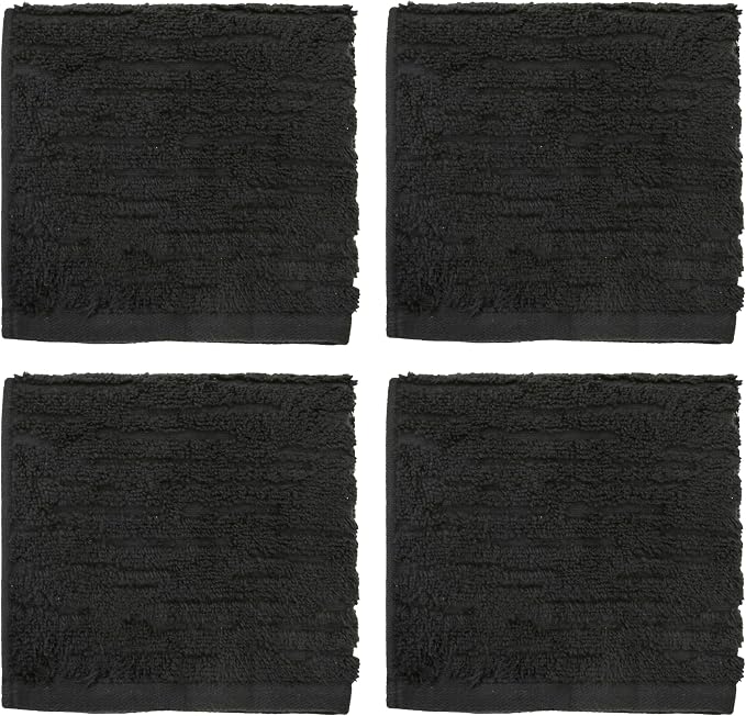 SKL Home CloudSoft 100% Cotton Luxury 4-Piece Washcloth Set, 520 GSM, Ultra Plush & Absorbent, Slate
