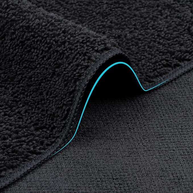 Orighty Washcloths Bulk Towels Set 50 Pack, Highly Absorbent and Super Soft Microfiber Fingertip Towels, Multi-Purpose Wash Cloths for Bathroom, Hotel, Spa, and Gym, 12x12 Inch, Black