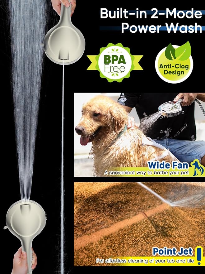 High Pressure Handheld Shower Head with Filter, 10 Spray Modes, Classic Nickel