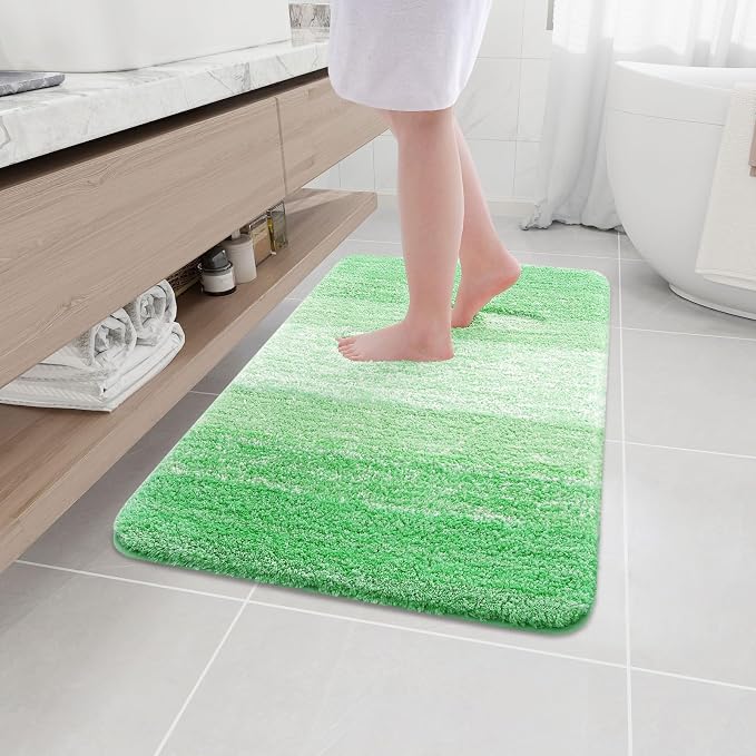 Arotive Microfiber Bathroom Rugs, Shaggy Soft and Absorbent Bath Rug, Thick Plush Machine Washable Dry Bath Mats for Bathroom, Tub and Shower, 36x24, Green, Rectangular