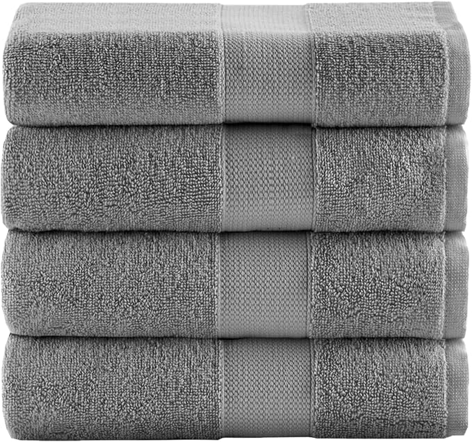 Comfort Spaces Turkish Bath Towel Set of 4 Piece 27x54 Medium 100% Cotton Towels Highly Absorbent Soft Quick Dry Shower for Bathroom Spa Charcoal Dark Grey