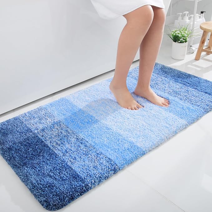 OLANLY Large Bathroom Rugs Mat 45x27, Extra Soft Absorbent Microfiber Bath Rugs, Rubber Backing, Quick Dry, Washable Bath Mats for Bathroom, Tub and Shower, Home Decor Accessories, Light Royal Blue