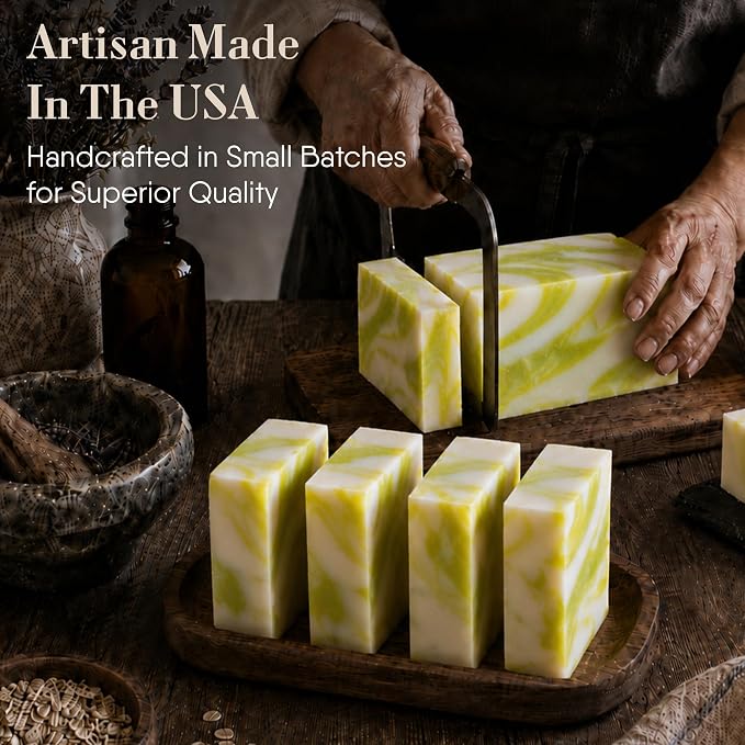 360Feel Cool Fresh Aloe Soap - Made in The USA - Castile Handmade, All-Natural Cold-Processed - Infused with Aloe Vera for Refreshing Cleanse and Creamy Rich Lather (5 oz)