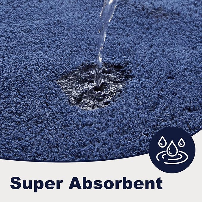 TYUU Navy Blue Bathroom Rugs, Ultra Soft Bath Rugs Non Slip Washable, Super Absorbent Quick Dry Bath Mat with Rubber Backing for Bathroom Floor, Shower, or Sink, Navy Blue 24" x 48"