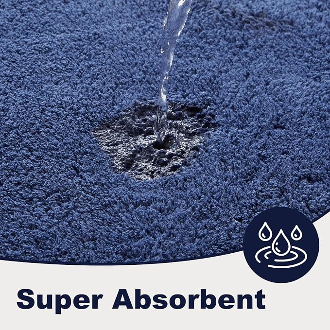 TYUU Navy Blue Bathroom Rugs, Ultra Soft Bath Rugs Non Slip Washable, Super Absorbent Quick Dry Bath Mat with Rubber Backing for Bathroom Floor, Shower, or Sink, Navy Blue 20" x 30"