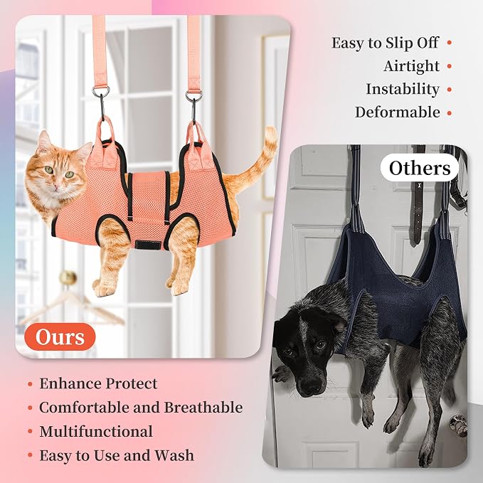 PatiencET Dog Grooming Hammock, Pet Grooming Hammock for Cats & Dogs with Security Strap, Dog Sling for Nail Trimming with Nail Clippers/Trimmer, Nail File, Pet Comb(S)