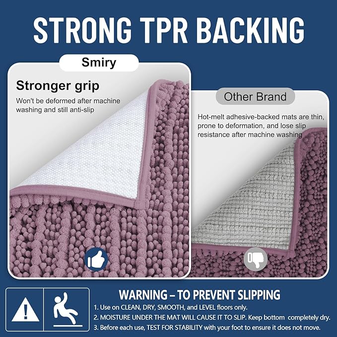 Smiry Bathroom Rugs Mat 40x32, Extra Soft Absorbent Chenille Bath Rugs, Non Slip Rubber Backing Machine Washable Quick Dry Bath Mats for Bathroom Floor, Tub, Shower, Home Decor Accessories, Deep Plum