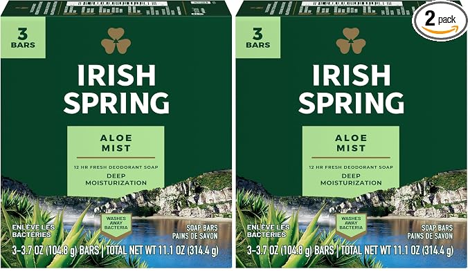 Irish Spring Aloe Deodorant Soap Bar, 3 Ea, 3count (Pack of 2)