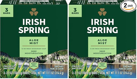 Irish Spring Aloe Deodorant Soap Bar, 3 Ea, 3count (Pack of 2)