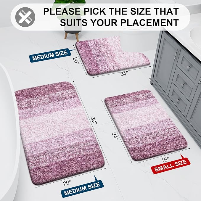 Arotive Microfiber Bathroom Rugs, Shaggy Soft and Absorbent Bath Rug, Thick Plush Machine Washable Dry Bath Mats for Bathroom, Tub and Shower, 36x24, Purple, Rectangular