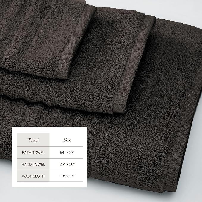 Great Bay Home Bath Towel Set - 100% Cotton 6 Piece Towel Set - Absorbent & Quick-Dry Towels for Bathroom (Midnight Grey)