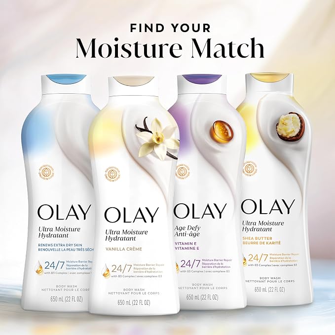Olay Body Wash for Women, Ultra Moisture, 24/7 Moisture Barrier Repair, Hydrating Formula for Healthy Soft Skin, Vitamin B3 & Hyaluronic Blend, All Skin Types, Shea Butter Scent, 22 fl oz (Pack of 2)