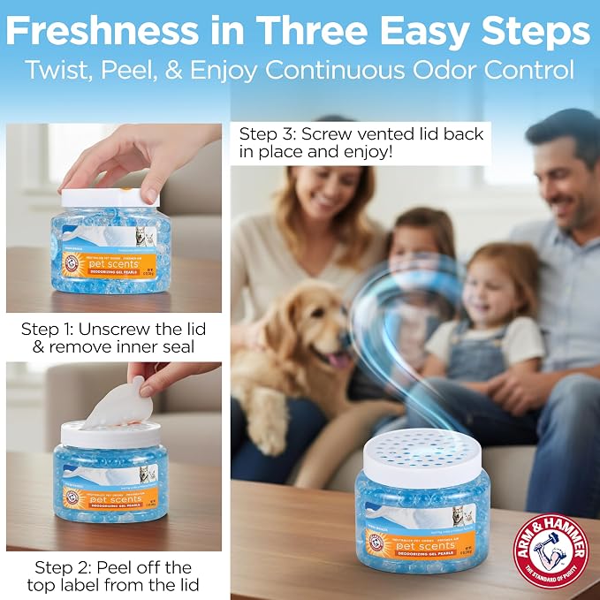 Arm & Hammer for Pets Air Care Pet Scents Deodorizing Gel Beads, Pet Odor Eliminator for Rooms Closets and Small Spaces with Long Lasting Odor Control, Fresh Breeze Scent, 12 oz