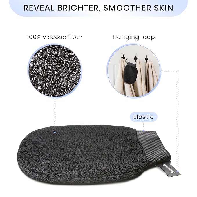 SimpleField Korean Exfoliating Mitt for Remove Dead Skin. 100% Viscose Deep Kessa Exfoliating Glove for Body Scrub, Keratosis Pilaris and Self Tanning Removal. Easily Smooth Skin Surface. (1 Piece)