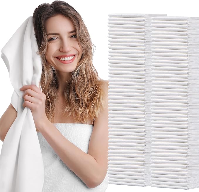Disposable Hair Drying Towels, 100 Count Super Absorbent Large Luxury, Salon & Spa Camping Trips for Hair, Face, Body Use（16" x 31.5"）