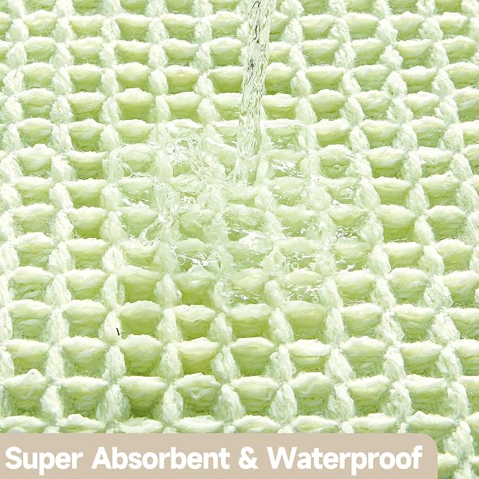 TYUU Waffle Bath Mat, Boho Bathroom Rugs Non Slip Washable Super Absorbent Quick Dry Cute Bath Mat Farmhouse Bathroom Decor, 30"x20" Pale Green