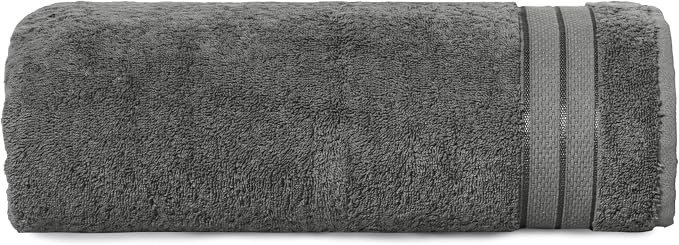 Elegant Comfort Three Line Popcorn Towel Set for Bathroom 35 x 70 inches,Premium Hotel Quality 1-PACK Jumbo Towels, 100% Turkish Cotton, Soft and Durable, Quick Dry and Highly Absorbent, Charcoal Gray