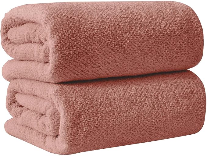 Great Bay Home 100% Cotton Oversized 2 Pack 68x35 Extra Large Towel Set - Absorbent, Quick-Drying, Durable Oversized Bath Sheets for Bathroom Décor (Desert Rose)