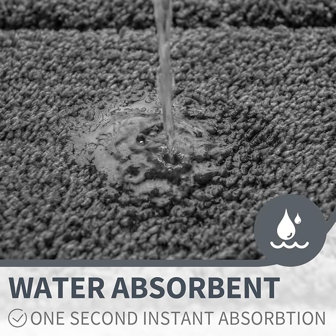 GRANNY SAYS Bathroom Rugs and Mats, 16" x 24" Non-Slip Bath Mat for Bathroom, Super Soft Absorbent Microfiber Bath Rug, Machine Washable and Dry, Small Dark Gray Rug for Shower, Tub and Bath Floor