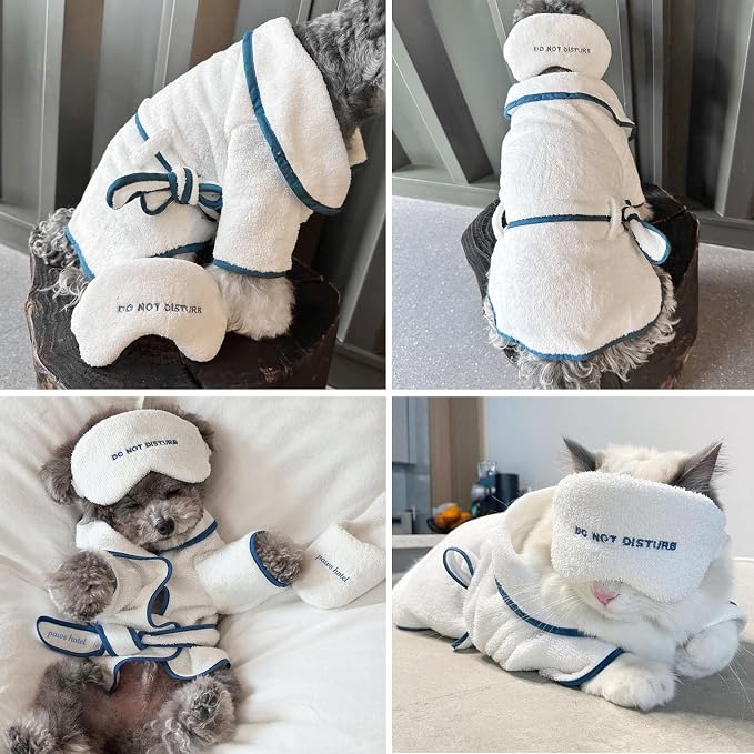 Dog Bathrobe for Drying Dogs, Hooded Dog Towel Doggie Robes Dog Bath Robe, Microfiber Fast Drying Absorbent Pet Towel for Cat Puppy Small Medium Dogs (Bathrobe,M)
