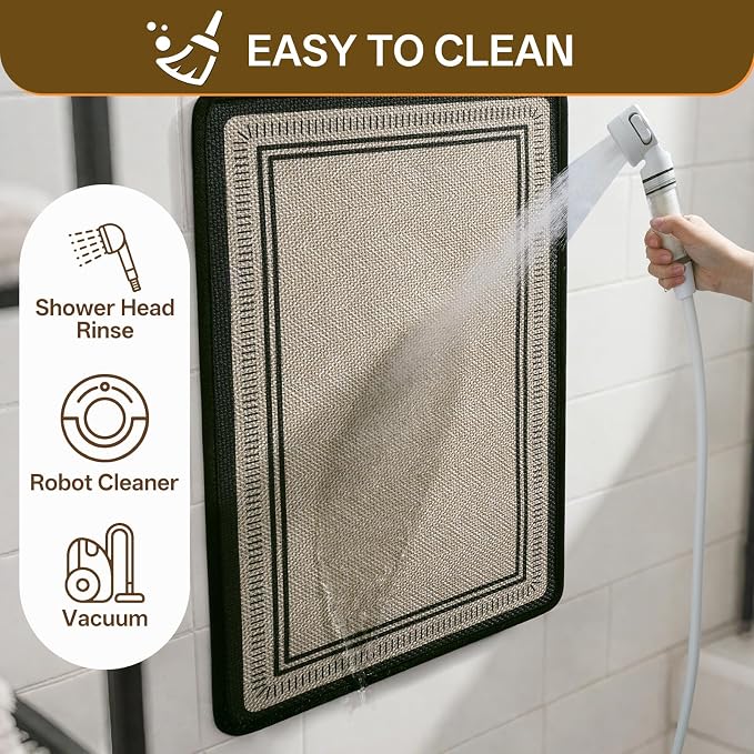 Non Slip Bath Mat with Rubber Backing, Absorbent Quick Dry Bath Rugs Washable, Thin Bathroom Rugs Fit Under Door for Bathroom Floor, Shower and Sink, 16"×24", Brown