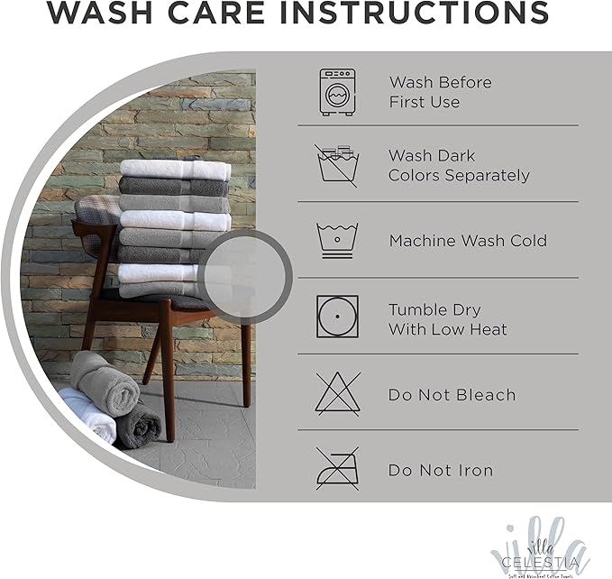 12-Piece 100% Cotton Towel Set, 4 Bath Towels, 4 Hand Towels, 4 Wash Cloth, Quick-Dry, White