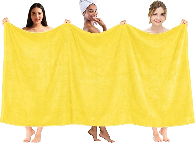 DAN RIVER Pack of 1 Jumbo Bath Sheet 40x80 Inches, Large Bath Towels Oversized for Adults, Soft and Absorbent Hotel Towels - Yellow