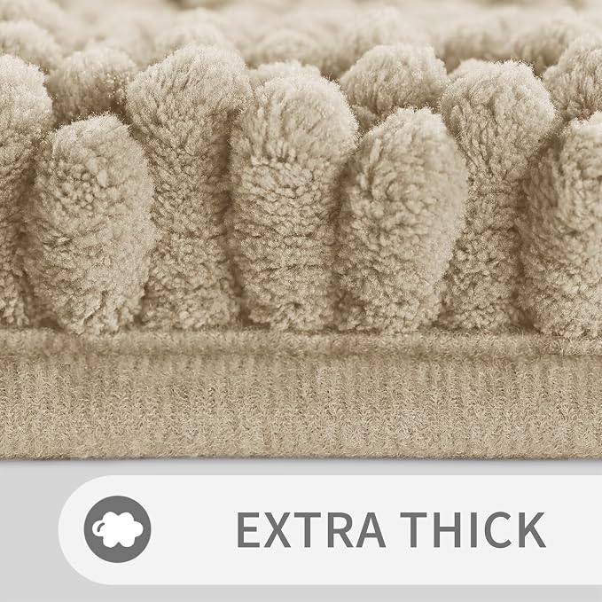 Yimobra Toilet Rugs U Shaped Washable 24 x 20, Non Slip and Super Absorbent Toilet Mat, Quick Dry, Ultra Luxury Microfiber Chenille Plush Fluffy Contour Bath Rugs for Toilet Base, Camel