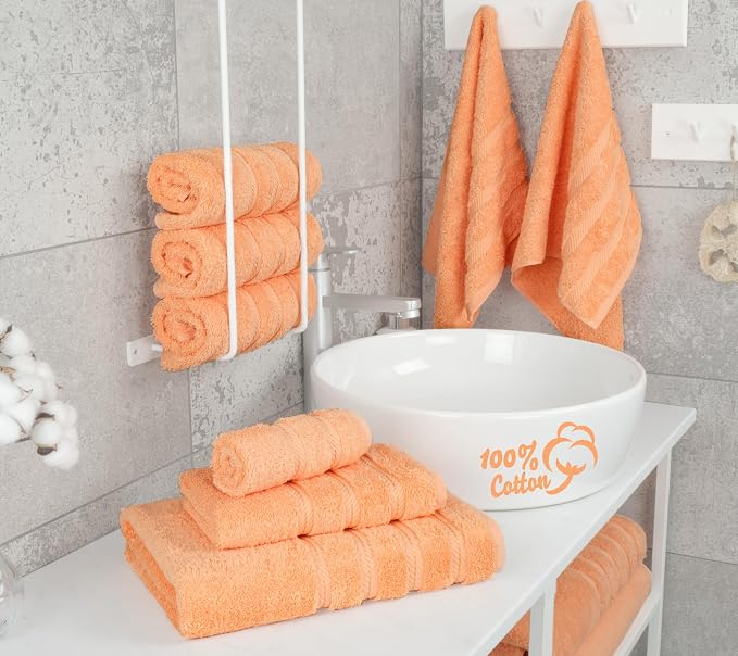 American Soft Linen 100% Cotton Luxury Turkish Towels, 6 Piece Towel Set | Soft Absorbent Quick Dry OEKO Tex Standard 100 Certificated Durable Machine Washable Breathable Premium Hotel Quality